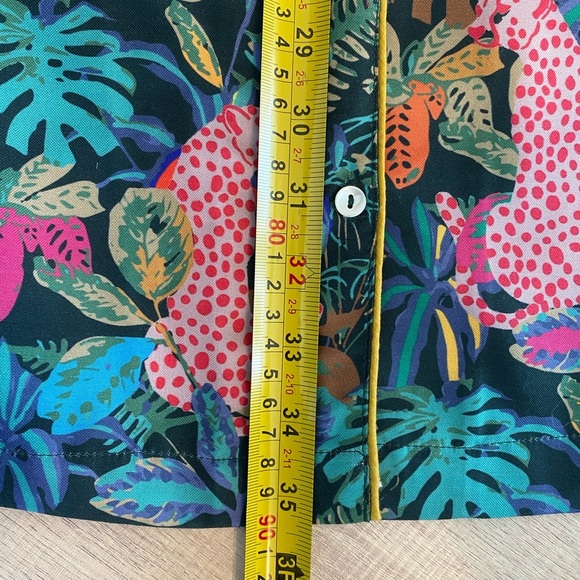World Market Jungle Tropical Print Green Colorful Short Sleeve Pajama Set S/M - Picture 10 of 13